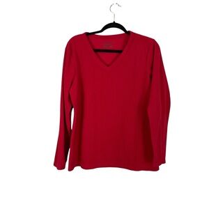 Croft & Barrow Red V-Neck Long Sleeve Top Size L